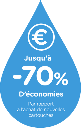 Jusqu'à -70% d'économies par rapport à l'achat de nouvelles cartouches